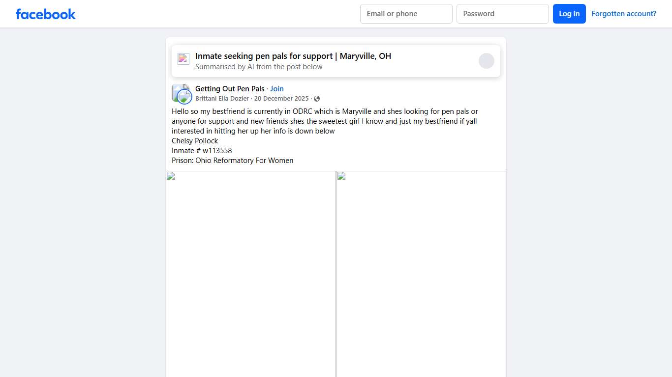 Getting Out Pen Pals Hello so my bestfriend is currently in ODRC which is Maryville and shes looking for pen pals or anyone for support and new friends shes the sweetest g... Facebook